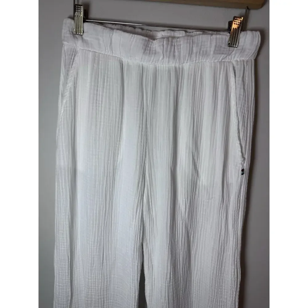 Sol Los Angeles Cotton Crepe Wide Leg Pants White XS